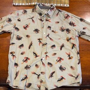 Volcom Tan Fish Print Casual Shirt